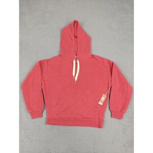 Outerknown Second Spin Hoodie Womens XS Coral Red Organic Cotton Fleece Pullover